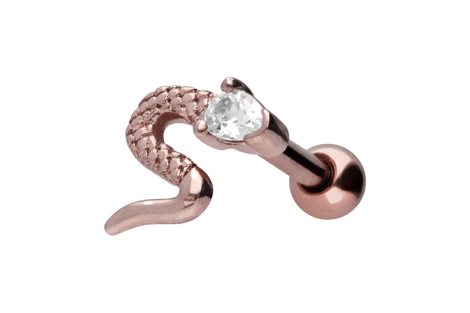 Chirurgenstahl Ohrpiercing SCHLANGE + KRISTALL